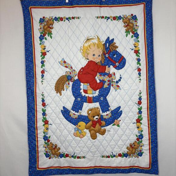 Other - Baby Boy European Swedish Inspired Rocking Horse Nursery Quilt